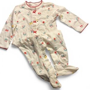 Carter's Cream and Red Footies with Whimsical Print